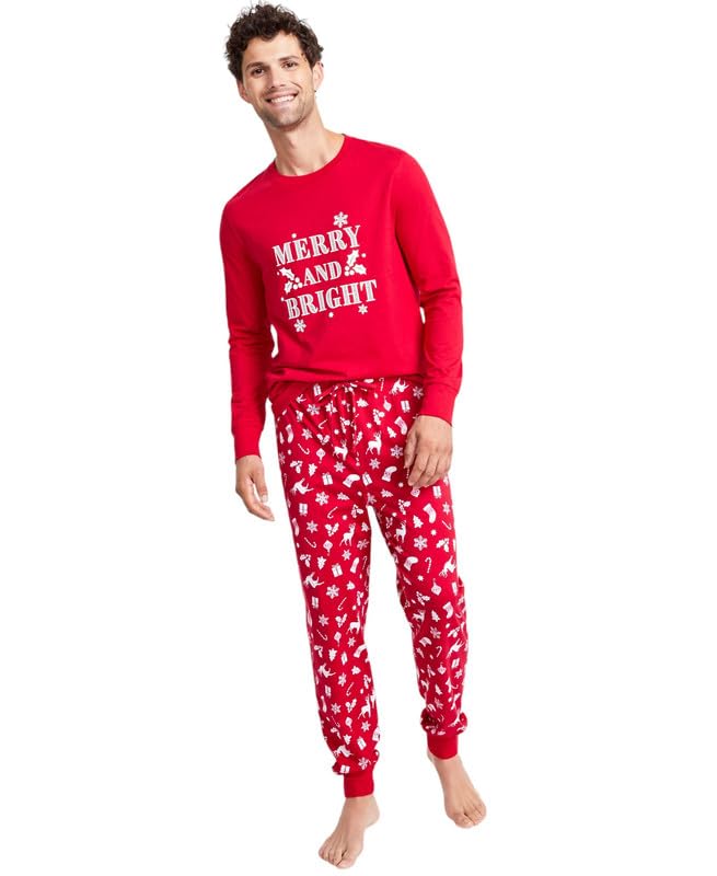 Family Pajamas Men's Mix It Merry & Bright Pajamas Set (Red, Medium)