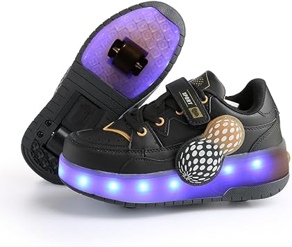 Girls Retractable Roller Shoes with LED for Outdoor Activities