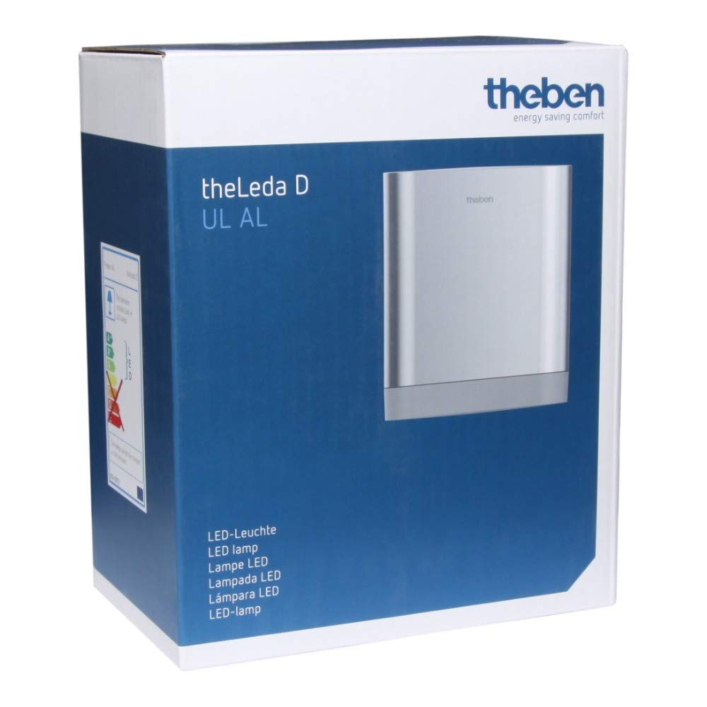 Theben 1020703 theLeda D UL AL LED-Leuchte 8,5 W Up-Light Wand außen | Wandmontage, 760 lm, IP55, 3000 K warmweiß, Aluminium, Lichtaustritt oben, Sockelmontage