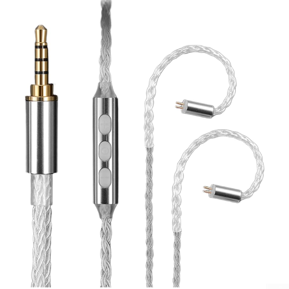 MMCX 0,78 mm IEM-Upgrade-Kabel, versilbertes Kupfer, USB-C-HiFi-Audiokabel mit Mikrofon, Inline-Steuerung für SE215 SE535 Kopfhörer (0,78 Typ-C)