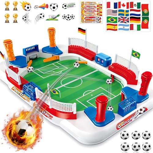 LumenVela Futebol para crianças, 55 × 31 mini futebol jogos de futebol com 6 futebol, contador manual, autocolante, mataquilhos criança jogo de mesa para 4 5 6 7 8 9 10 anos