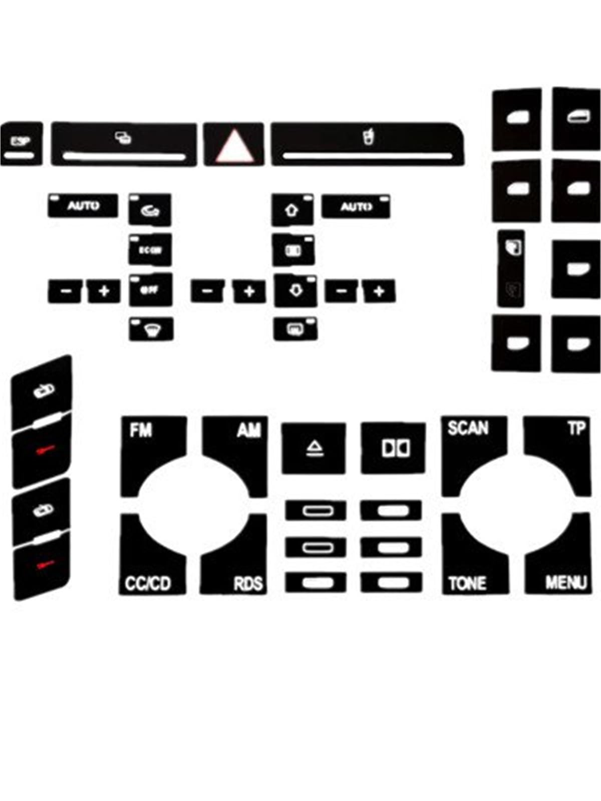 Button Trim Compatible with A4 B6 B7 2000 2001 2002 2003 2004 2005 2006 2007 2008 Car Dashboard ESP Button Air Conditioning Button Power Window Switch Button Sticker(Set Type A)