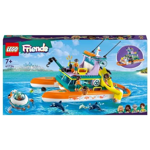 Image of LEGO Friends Sea Rescue Boat 41734 Building Toy Set for Kids Ages 7+ Who Love Creative Play and Sea Life Stories