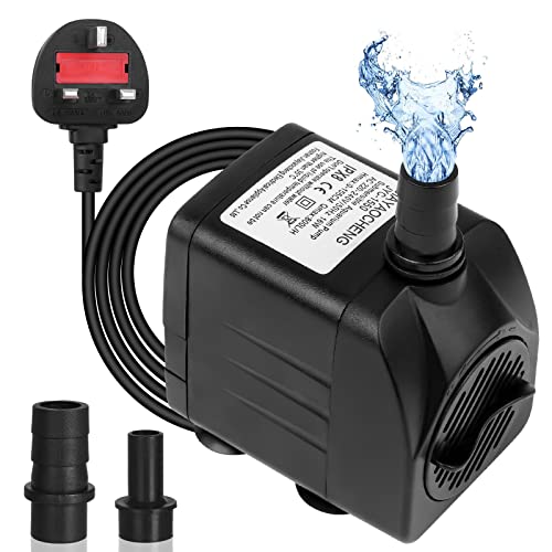 Flintronic Submersible Water Pump(800L/H 16W)  Ultra-Quiet Water Pump1.6m/5.2ft High Lift  Fountain Pump with 1.4m/4.5ft Power Cord&2 Nozzles for Aquarium  Fish Tank  Statuary  Hydroponics