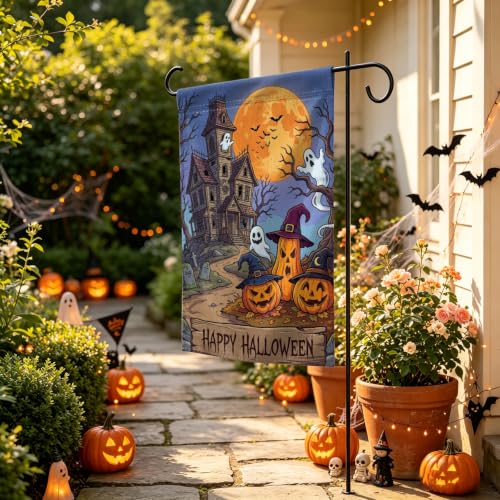 Ghost Pumpkin Haunted House Halloween Garden Flag 12×18 Inch Outdoor Flag - image 3