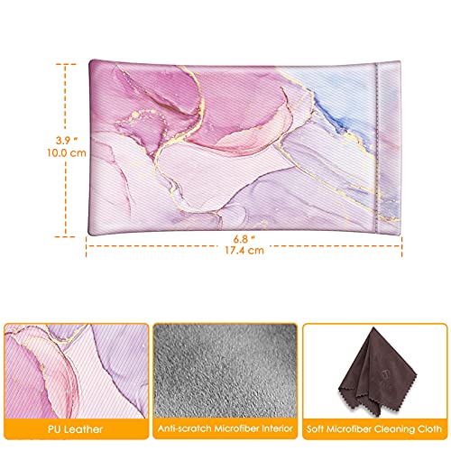 Image of FINTIE Soft Eyeglasses Case with Cleaning Cloth, Portable Squeeze Top Vegan Leather Glasses Pouch, Sunglasses Eyewear Bag
