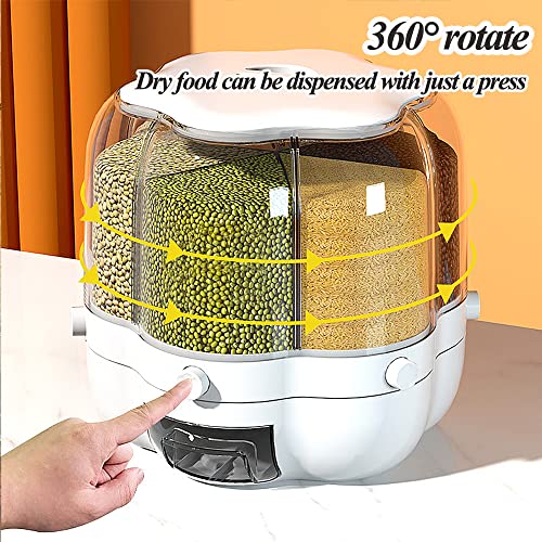 Xiyao 40Lb Rice And Grain Storage Container, 360° Rotating Food Dispenser Measuring Cylinder With Lid Moisture Resistant Household, Airtight Storage Of Black Rice, Yellow Rice And Other Small Beans #TOP3