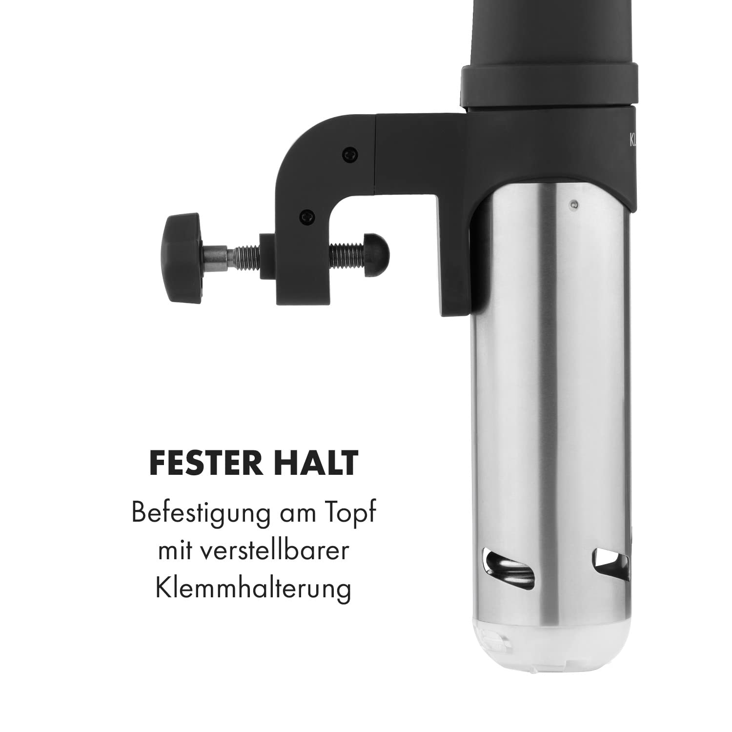 Klarstein Sous Vide Garer, Effizienter Sous Vide Stick, Sous-Vide-Garer, Sous Vide Garer Stick, 1200 W, 20-95°C, Timer, App-Steuerung, Touch-Display, 3D Circulation, 10-15 Liter, Edelstahl, Schwarz