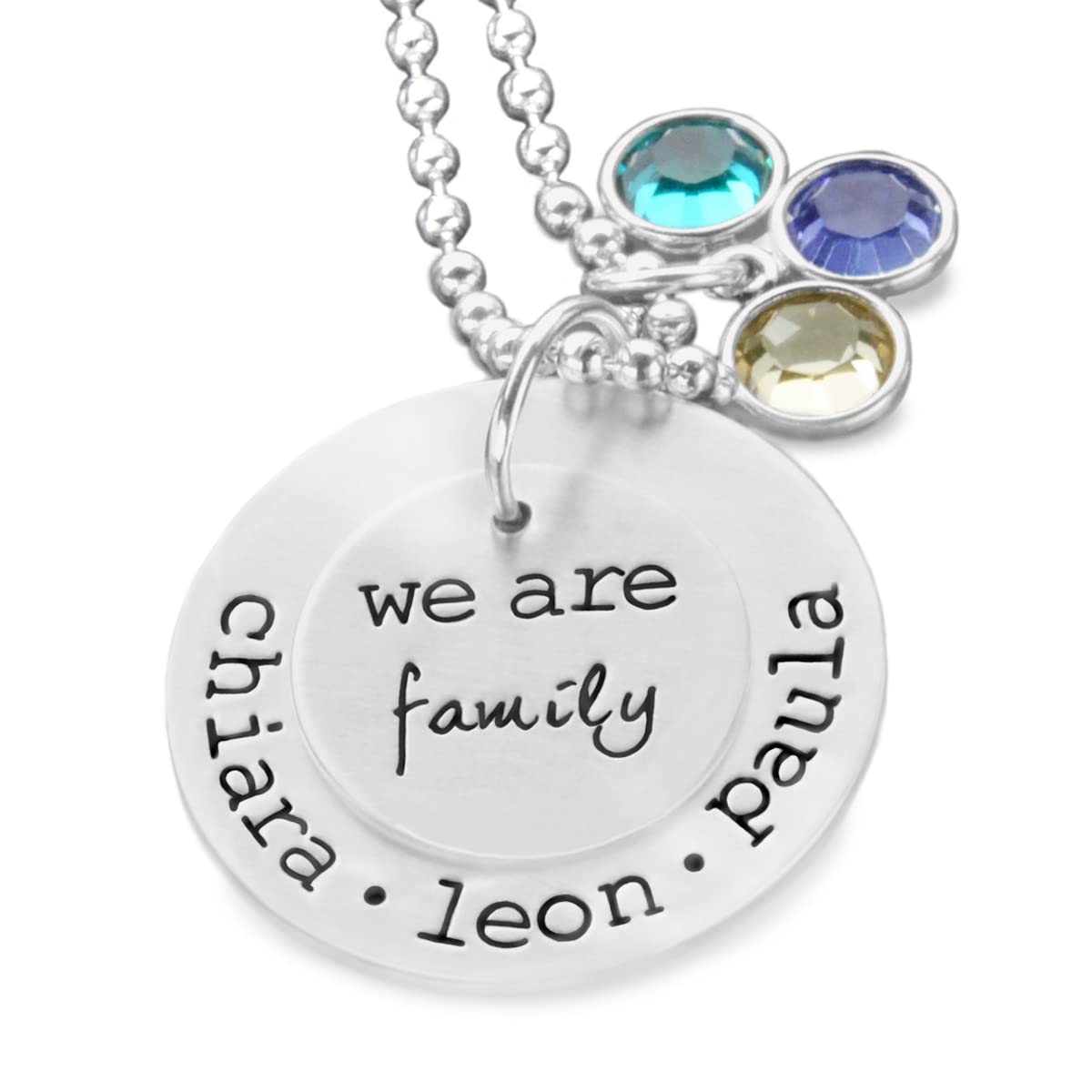 Familienkette personalisiert Gravur Damen Frauen Namenskette 925 Silber OUR FAMILY Kette Kindernane Geburtssteine