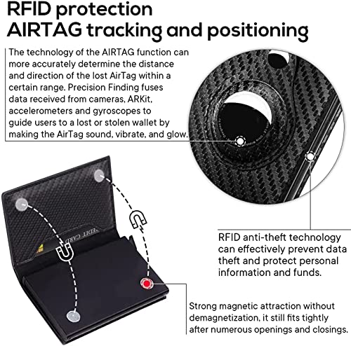 AirTag Wallet for Men RDIF Blocking, Rigid Leather Wallet for Men With Card Holder for 10 Cards & Gift Box(Carbon Brazing Black)3