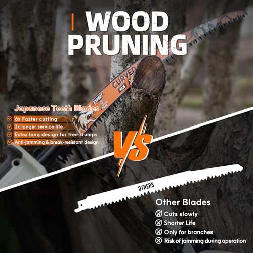Image of Japanese Teeth Reciprocating Saw Blade 6TPI, Wood Pruning Saw Blades 15 Inch, for Tree Trimming, Wood Cutting, 5 Pack