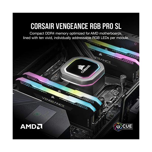 CORSAIR Vengeance RGB Pro SL 32GB (2x16GB) DDR4 3600 (PC4-28800) C18 1.35V Módulos de Memoria de Alto Rendimiento Optimizados para AMD Ryzen - Negro - Image 3