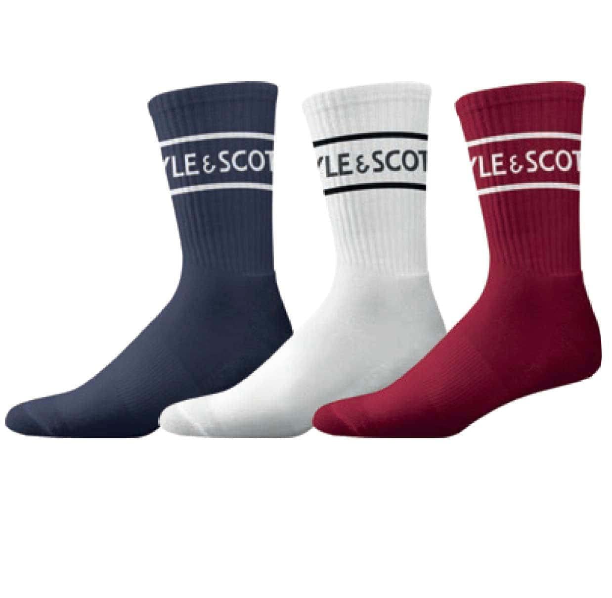 Lyle & ScottMen's Sport Socks Jock 3 Pack Peacoat,White,Barbados Cherry 7-11 UK