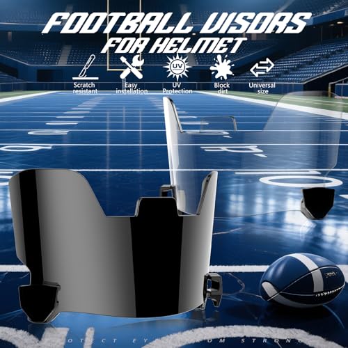 Image of KUBQLIG Football Helmet Visors, Clear and Tinted, 1 or 2 Pack | Clear and tinted options for many youth and adult facemasks with installation hardware