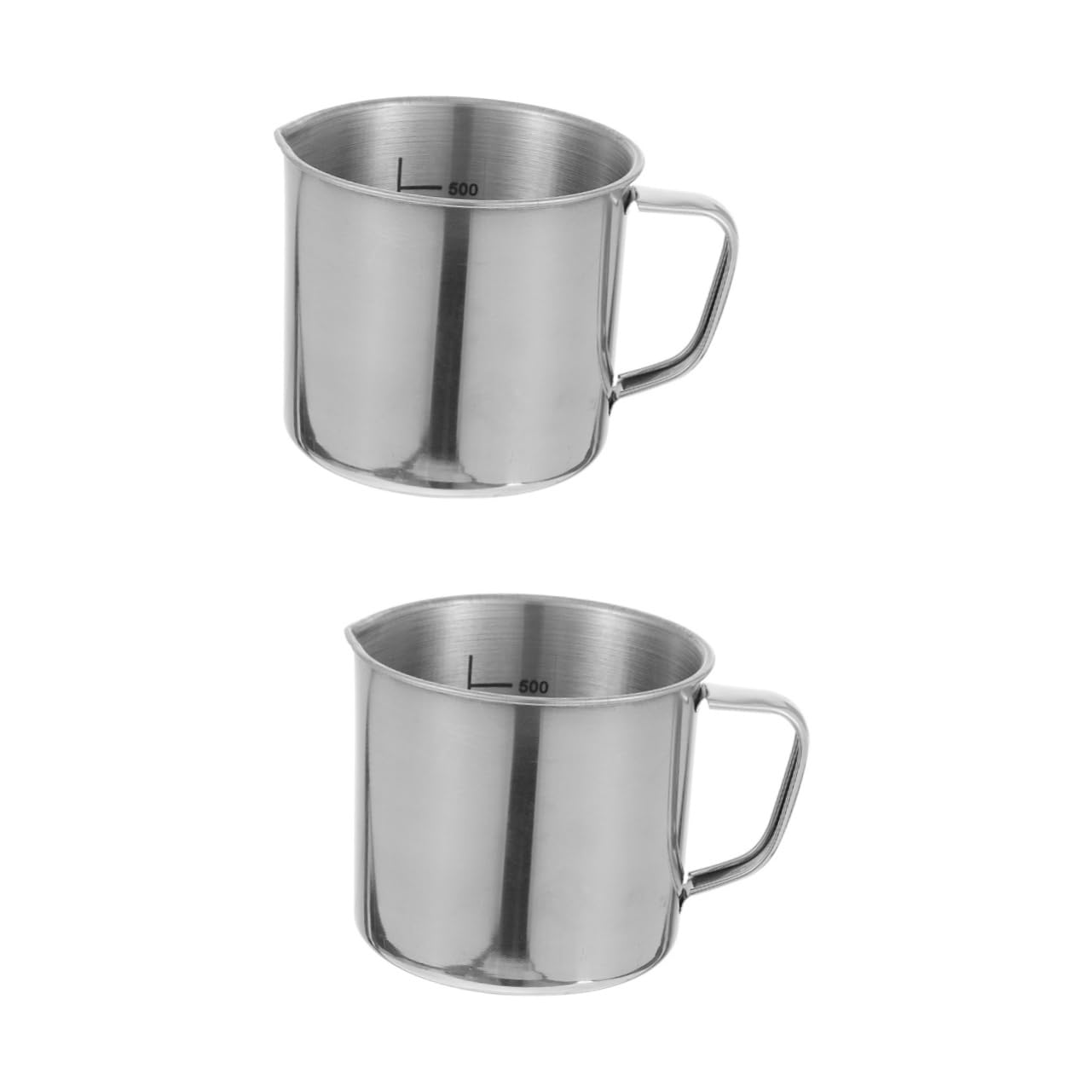 JEWEDECO 2pcs Stainless Steel Measuring Cup Set 500ml Lab Beakers for Milk Coffee