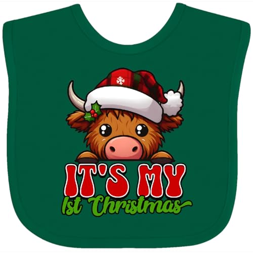 inktastic Babys 1st Christmas Cow Baby Bib