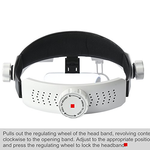 Image of Headband Magnifying Glass with Light 1.0X to 14X, Handsfree Head Mount Magnifier, 5 Interchangeable Lenses Visor Headset Loupe Tools for Close Work /Reading /Jewelry /Crafts /Repair
