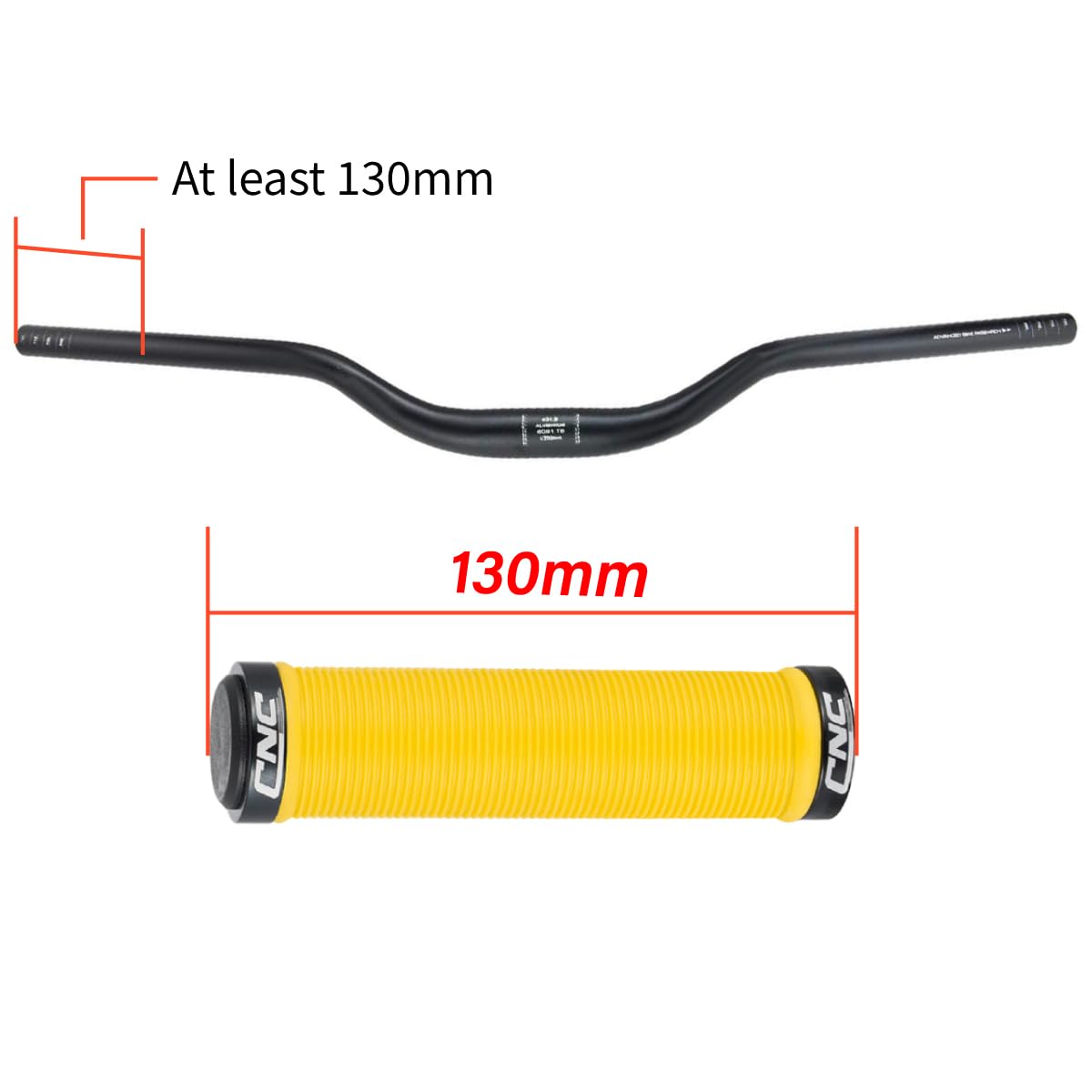 CNCLOL Mountain Bike Handlebar Grips,Bicycle Handlebar Grips for MTB/BMX,Yellow, 130mm - Image 2