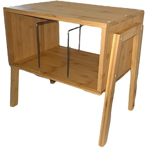 Bamboo Stackable End Table Nightstand - Living Room Small Side Table – Modern Wood Bedside Tables for Bedroom with Open Storage