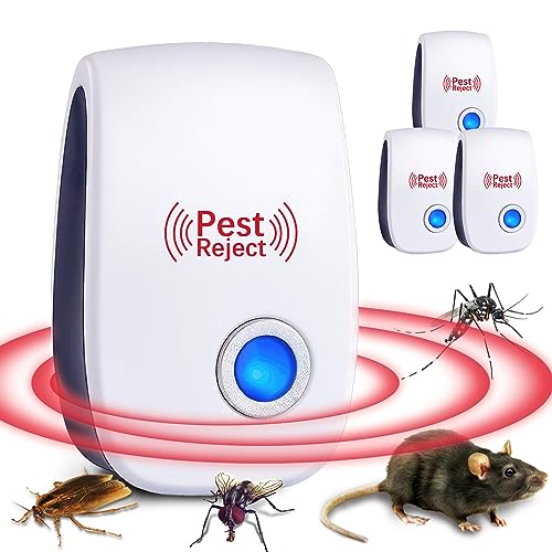 MegiaExist 4 pcs Mückenschutz Ultraschall Schädlingsbekämpfer,Mausefalle Elektrisch Insektenschutzmittel丨Indoor Schädlingsbekämpfung丨Pest Control Repeller für Kakerlaken,Fliegen,Mücken,Spinnen, Hausti