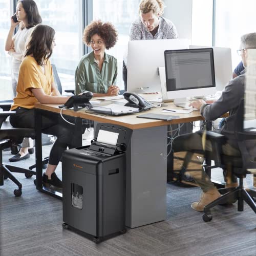 Bonsaii 120 Sheet Auto Feed Office Paper Shredder, 30 Minutes Micro Cut Heavy Duty Shredders with 4 Casters, P-4 High Security Level, 6 Gallon Large Bin image 1