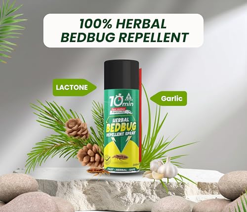 Image of Amish Herbal Bedbug Spray 200ml | Powerful Bed Bugs Repel Spray for Bed, Mattress & Furniture | Organic Khatmal Repellent for Home | Odorless Herbal Pest Control
