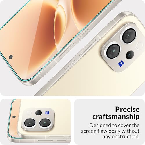 Image of FIRST MART Tempered Glass for Vivo V70 5G with Silver Camera Ring Guard & Installation Kit | HD Clear Edge-to-Edge Screen Protector, Scratch Resistant, Case-Friendly | Pack of 1