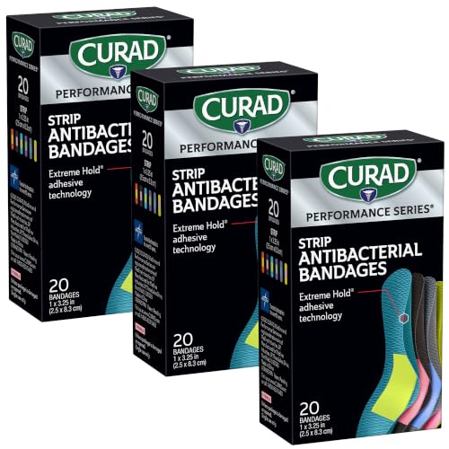 CURAD Performance Series Antibacterial Bandages, 1' x 3.25', 60 Count