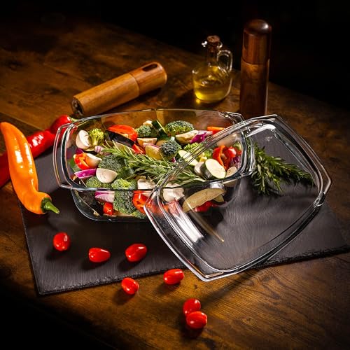 KADAX Glasbräter, Auflaufform mit Deckel aus hitzebeständigem Glas, feuerfestes Gefäß für Lasagne, Gemüseeintopf… – Ansicht 6