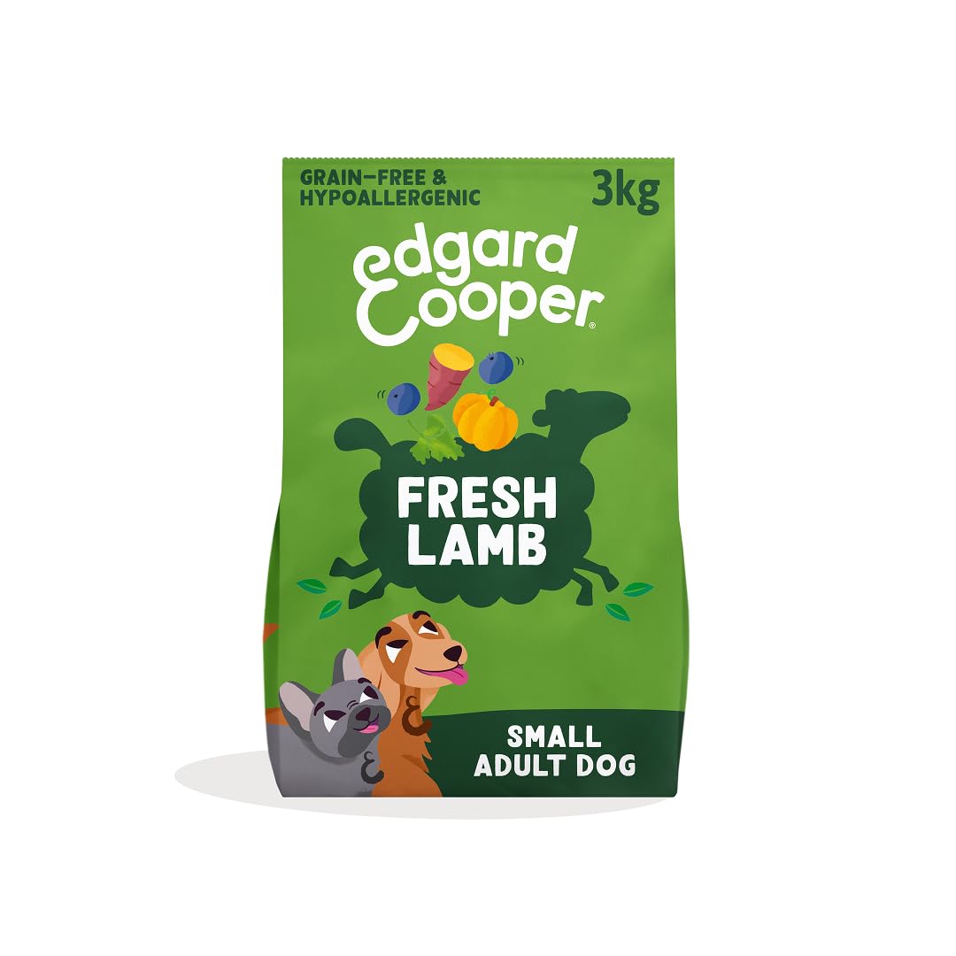 Edgard & Cooper Grain Free Dry Dog Food For Small Breed Adult Dogs (3kg), Fresh Lamb, Balanced Fibre For Gut Health, Hypoallergenic Recipe With Natural Ingredients, Never Meat Meal