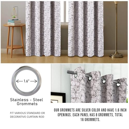 Image of Homestan Abstract Design Velvet Door Curtains 7 Feet Long Set of 2 with Stainless Steel Grommets for Home Decor (7 X 4.5 Feet, White)