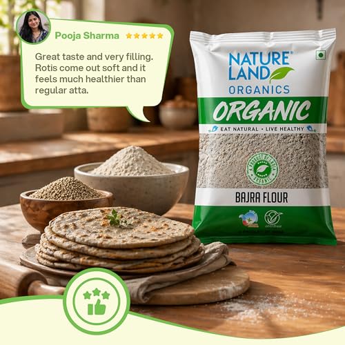 Image of Natureland Organics Bajra / Pearl Millet Flour 500 Gm - Organic Flour