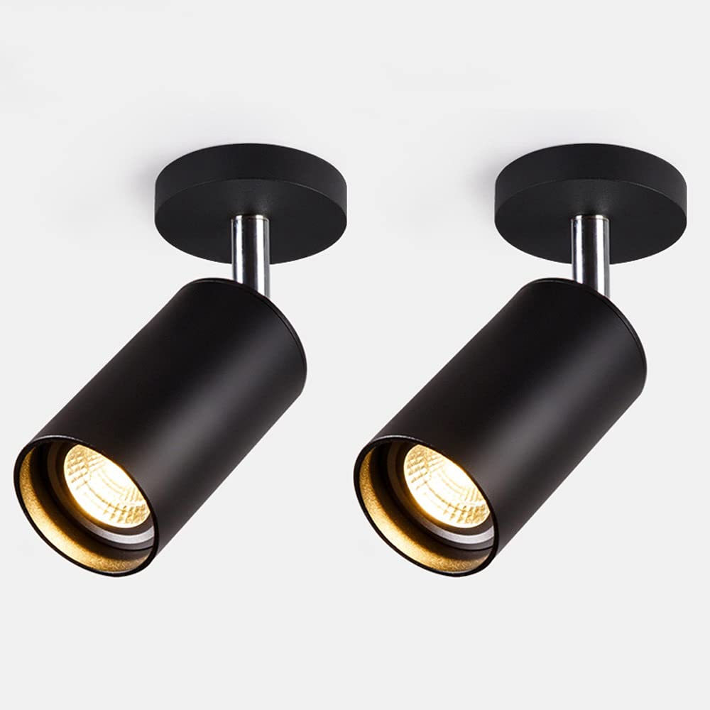 Paquete de 2 focos de Techo LED de Pared, Apliques de Pared Ajustables y giratorios GU10, lámpara de Lectura de Noche, lámparas de Superficie para baño [Clase energética A++]