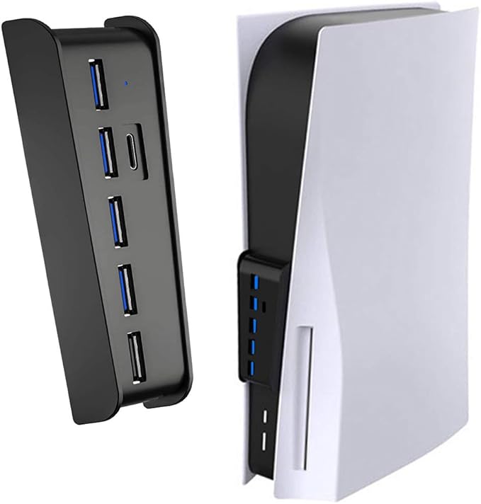 5-Port PS5 USB Hub for PS5, Joso USB 3.1 High-Speed Expansion Charger Adapter with 4 USB + 1 USB