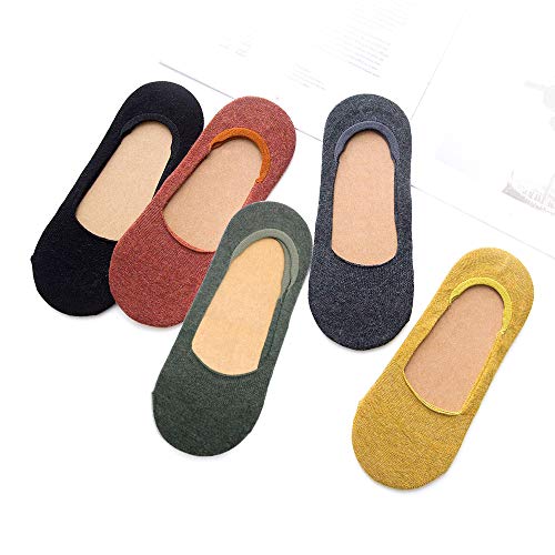 Womens No Show 360° Grip Socks - UNWIREDD Combed Cotton Low Cut for Loafer Flats 5 Pairs