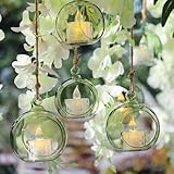 LETINE 12pcs Green Glass Orb Set, 2.17' & 1.93' Spheres for Air Plant Terrarium, Tea Light & Votive Candle Holders - Ideal for Wedding Centerpieces, Christmas Table Decorations, Rehearsal Dinner