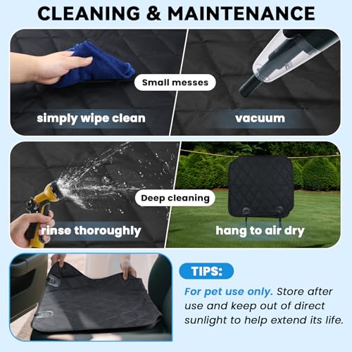 VIVAGLORY Auto-Vordersitzbezug für Hund, Kein Klappendesign mit Rutschfester Rückseite für die meisten Autos, Gesteppter & Gepolsterter & Strapazierfähig Hundesitzbezug, Schwarz S