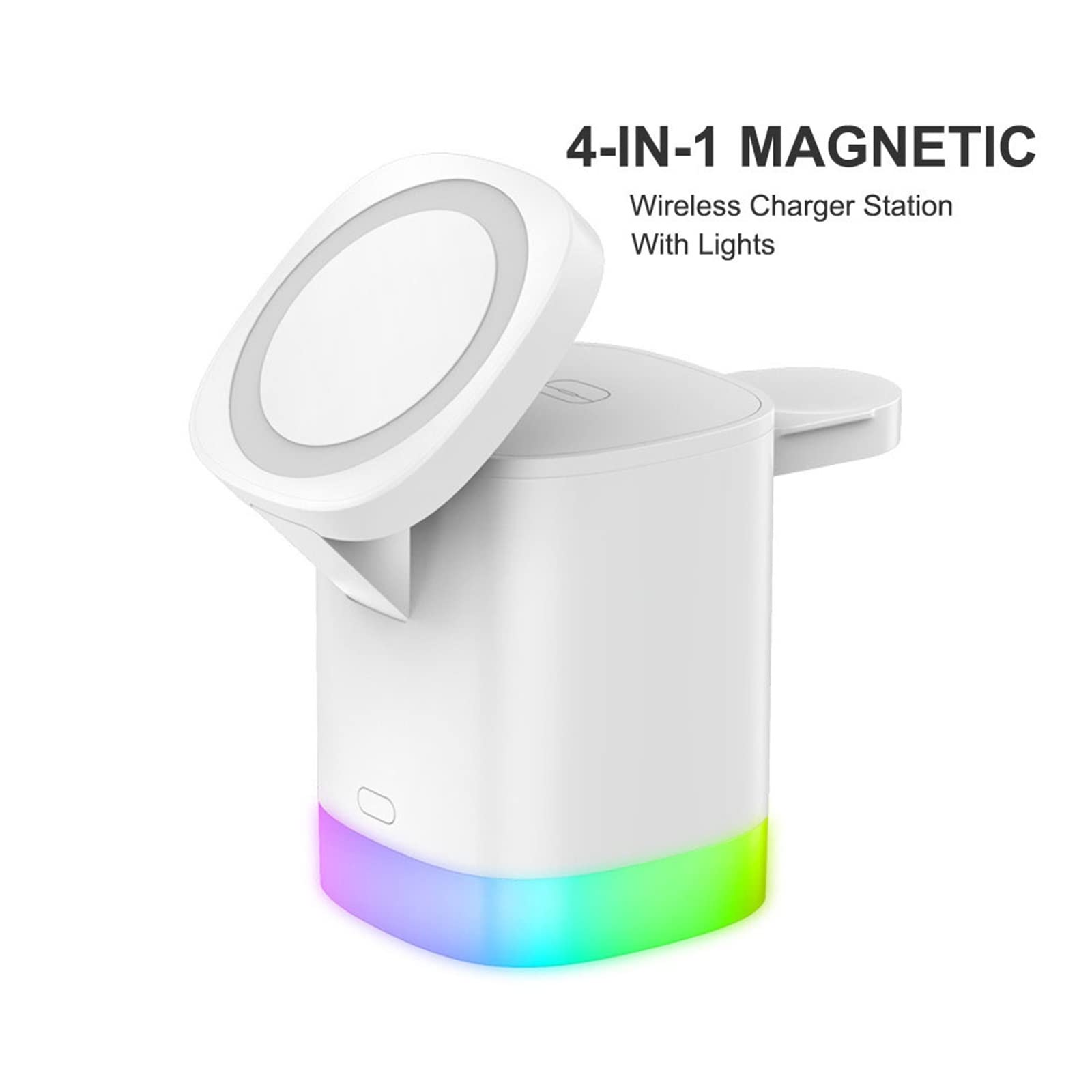 Bezprzewodowa ładowarka Magnetyczna bezprzewodowa ładowarka 3 w 1 Stojak Szybkie ładowanie LED Light Stacja dokująca do zegarka Słuchawki do telefonu(Nero)