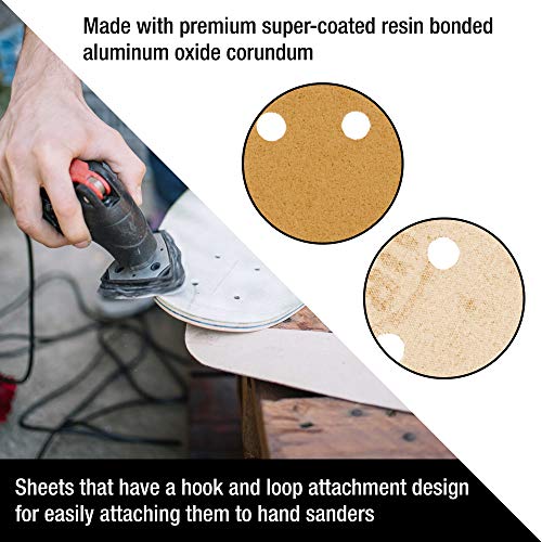 Dura-Gold Premium Triangle Mouse Sanding Sheets Variety Pack - 60, 80, 120, 180, 240, 320 Grit (4 Each, 24 Total), 6 Hole Pattern Hook & Loop Triangular Shaped Sander Discs, Aluminum Oxide Sandpaper #TOP4