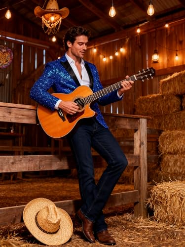 Barry.Wang Mens Sequins Blazer Sparkle Dress Suit Jacket Cocktails Shiny Metallic Disco Dance Party Tuxedo Homecoming4