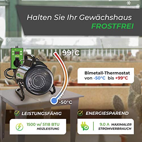 Bio Green PAL 2.0 Palma Elektrische Ventilatorverwarming, 2000 Watt, Digitale Thermostaat - Image 4