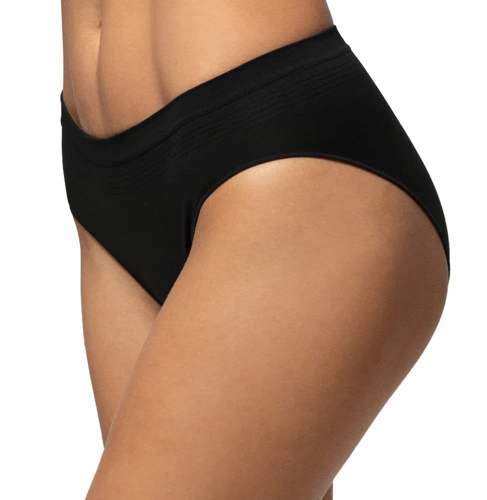POMPEA Women's Seamless Underwear (Pack of 5), Black, S-M