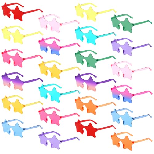 Matcheck 24/48 Heart/Star Shaped Sunglasses Kids Rimless Party Glasses Transparent Colored Funny Boy/Girls Birthday Favors