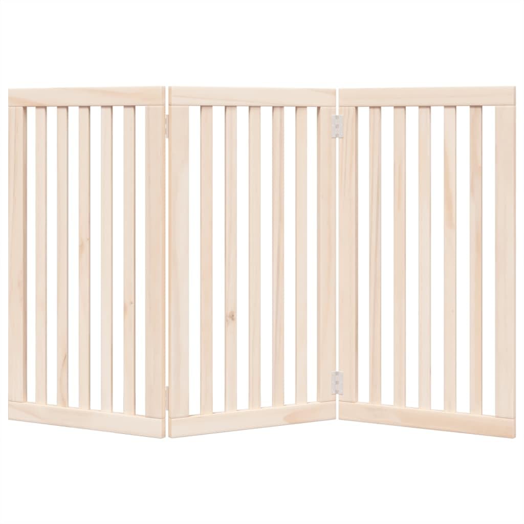 vidaXL Cancello per Cani Pieghevole 3 Pannelli 150 cm Legno di Pioppo, cancello per animali domestici, cancello di sicurezza per cani, cancello per cuccioli per scale