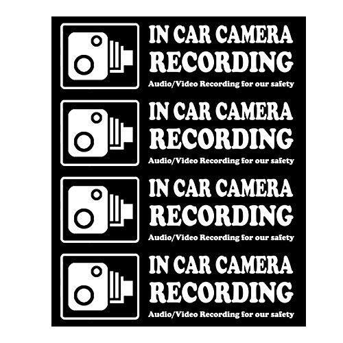 Camera Audio Video Recording Window Cars Stickers – 4 Signs Removable Reusable Indoor