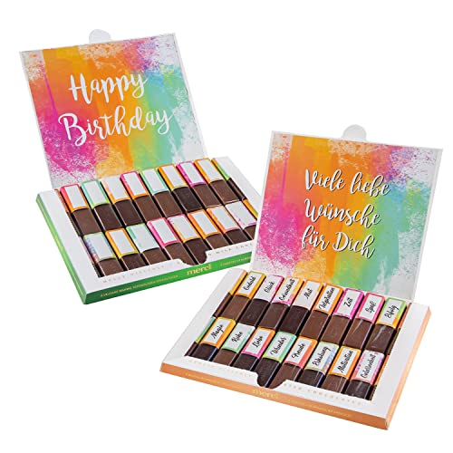younikat Aufkleber-Set passend für Merci Schokolade zum Geburtstag mit vorgedruckten und blanko Aufklebern I bunt I selbstklebend I ohne Schokolade I dv913