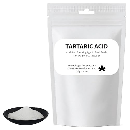 Ácido tartárico de grado alimenticio – 8 oz (226.8 g) – Utilizado en la fabricación de cerveza de sidra de vino y miel para hornear – Vendido por