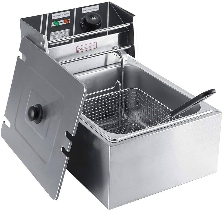 Image of Modern India Kitchenware 6 Litre Electric Deep Fryer, Stainless Steel Commercial Kitchen Appliance with Temperature Control