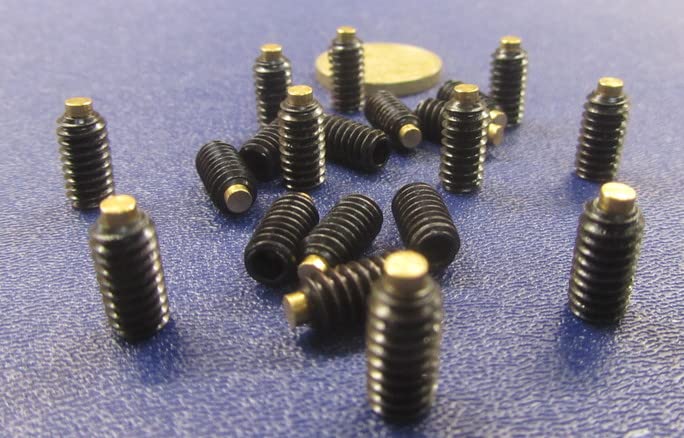 Black Oxide Steel Brass Tip Set Screw 1/4-20 x .500" (1/2") Thread Length 25 pcs