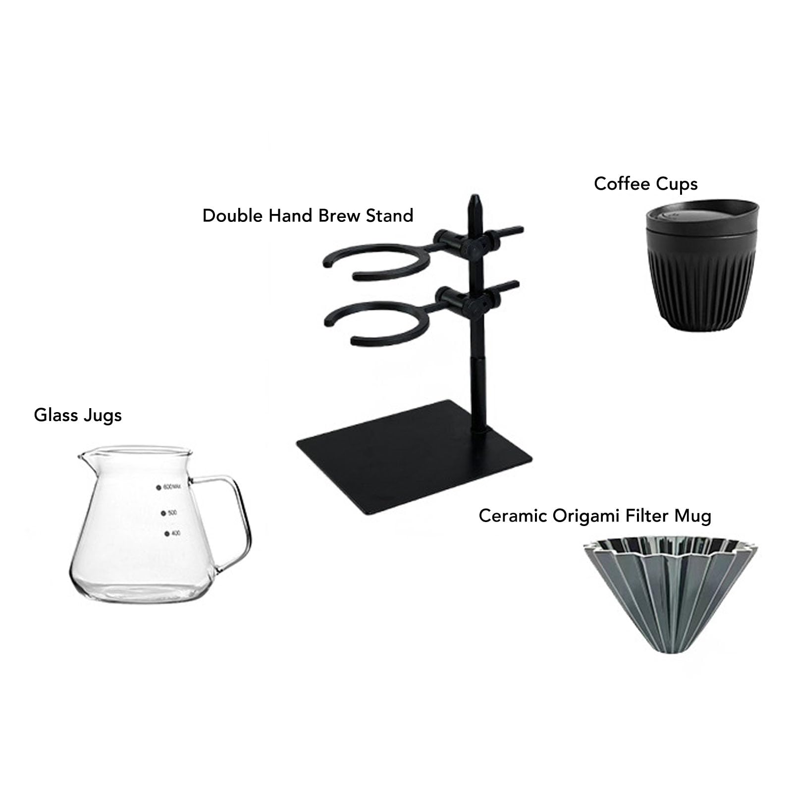 Vierta sobre el Soporte de Goteo de café Estación de Goteo de café de Fácil Limpieza de Doble Capa con Jarra de Vidrio Taza de café Taza de Filtro para Hacer café